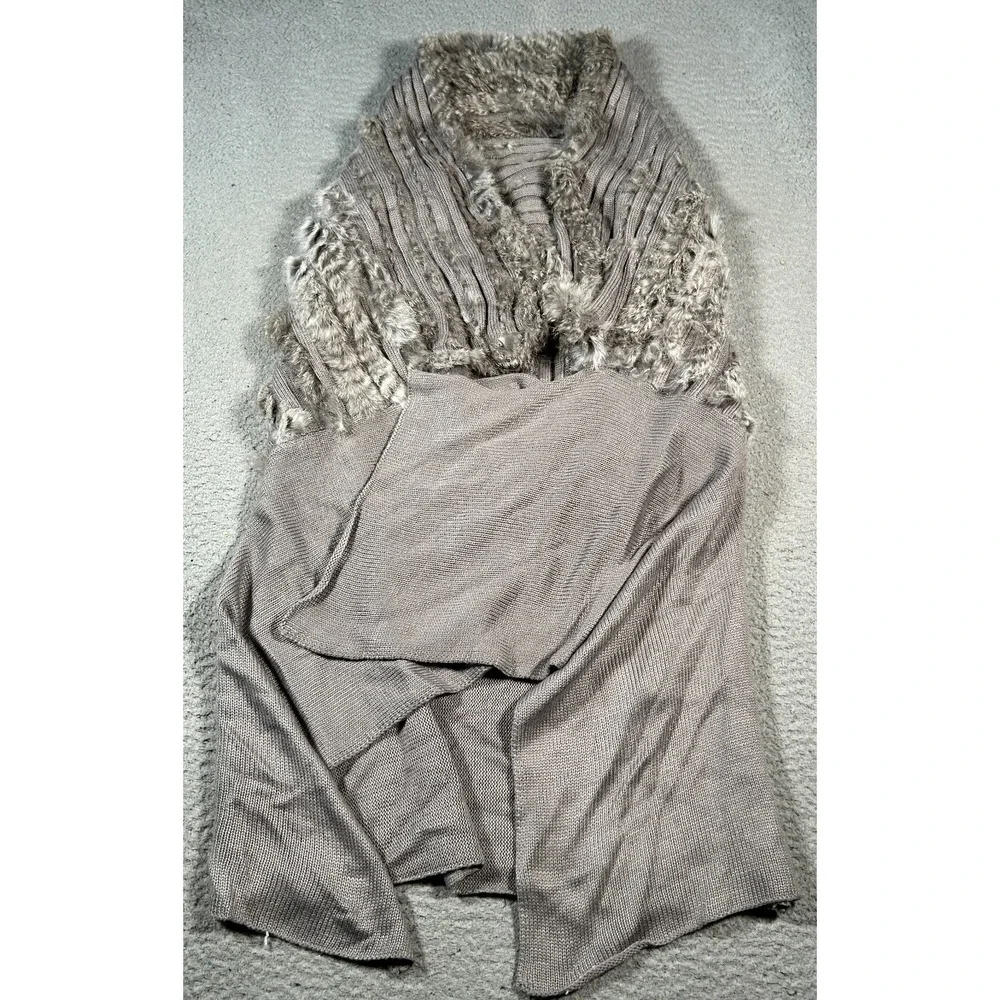 Neiman Marcus Alberto Makali‎ Vest Sweater Womens Large Gray Rabbit Fur Cardigan